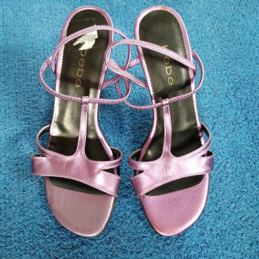 Bebe purple metallic heels